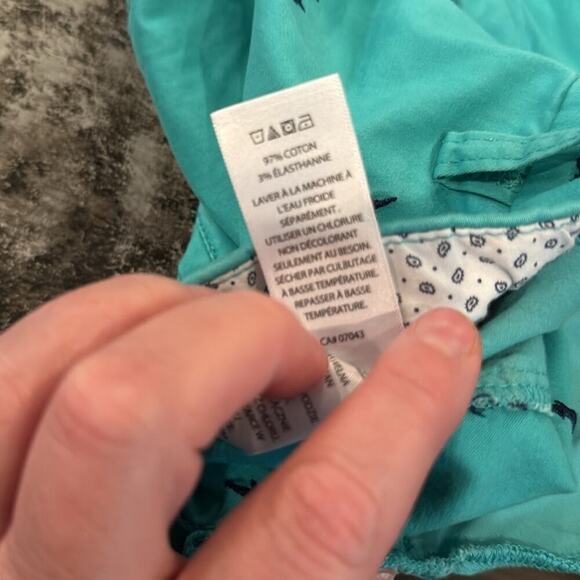 Cambridge Dry Goods Teal/Navy Embroidered Shark Shorts 4" Inseam Size 4 - Picture 4 of 4